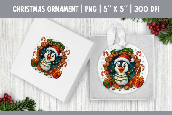 3D Christmas Ornament Penguin Wall Art