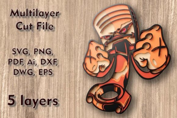 Angry Piston 3D SVG Paper Cut Art