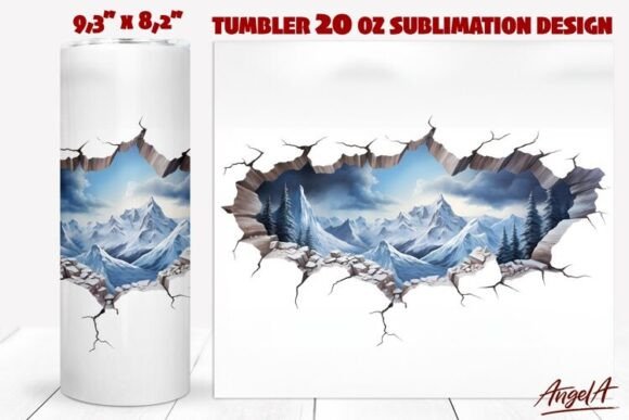 Camping Tumbler Wrap: Snow Mountain PNG