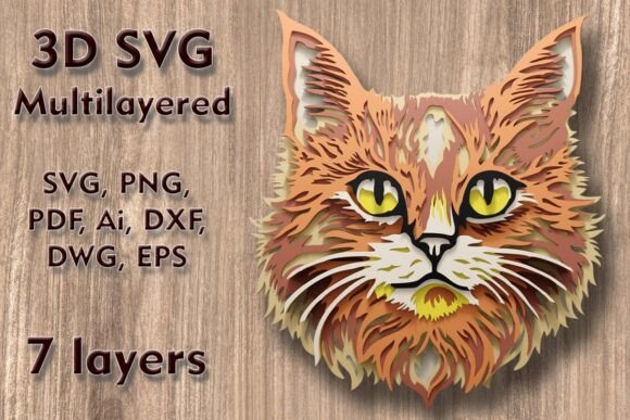 Cat 3D SVG Multilayer Cutting Files