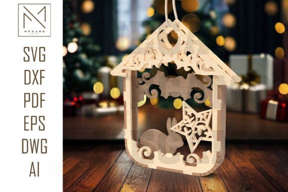 Christmas Bunny Star Ornament SVG