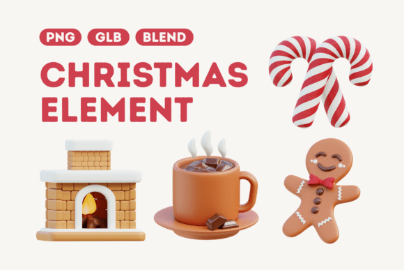 Christmas Snack Element: Festive 3D Design Bundle