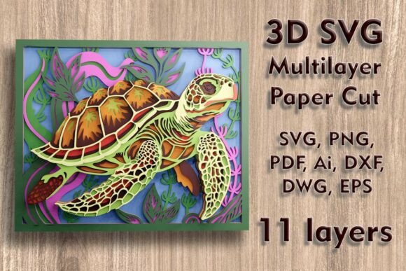 Crafting Depth: A Guide to the 3D Sea Turtle Multilayer Paper Cut File