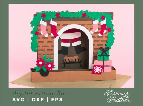 Creating a Magical 3D Santa in Chimney Christmas Card with SVG Cut Files