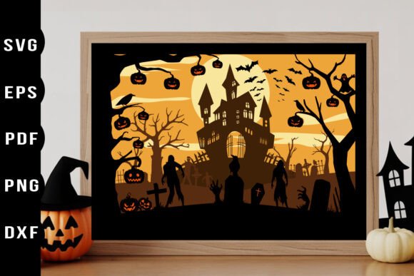 Creating a Stunning 3D Haunted House Graveyard Shadow Box for Halloween Decor