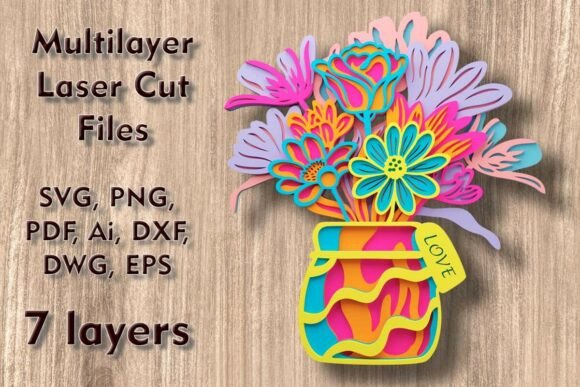 Creating Depth and Dimension: A Guide to 3D Vase with Flowers Multilayer Laser Files for Wall Decor