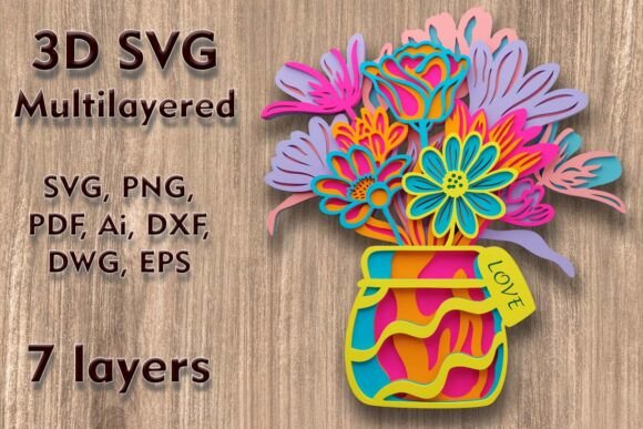 Creating Stunning 3D Wall Art with the Vase with Flowers Multilayer SVG Design