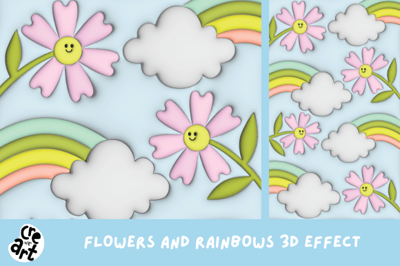 Flowers and Rainbows 3D Effect: Elevating Digital and Print Design