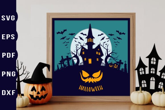 Halloween Haunted House 3D Layered SVG