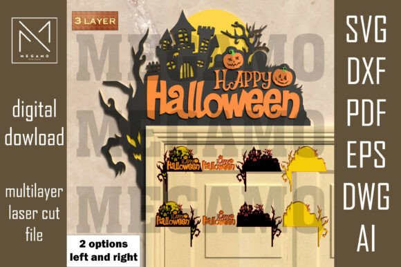 Happy Halloween SVG: Laser Cut Door Sign