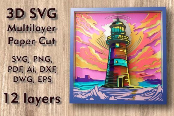 Lighthouse 3D SVG Shadow Box Files