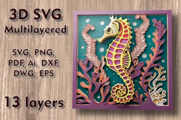 Seahorse 3D SVG Multilayer Cutting File