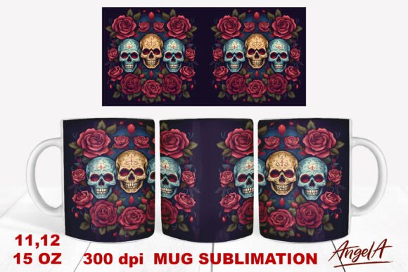 Skull Mug Wrap Sublimation: Floral Skull Guide