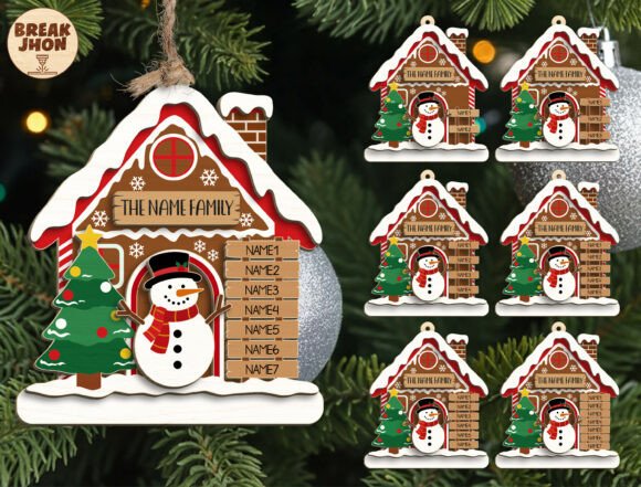 Snowman Family House Ornament SVG Guide