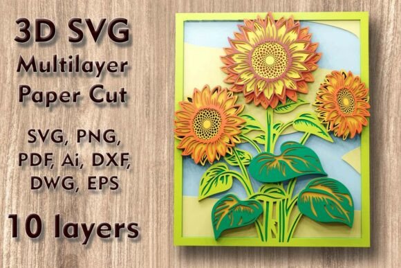Sunflower 3D SVG Multilayer Paper Files