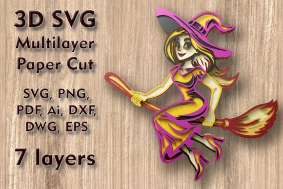 Witch 3D SVG Multilayer Paper Cut Files